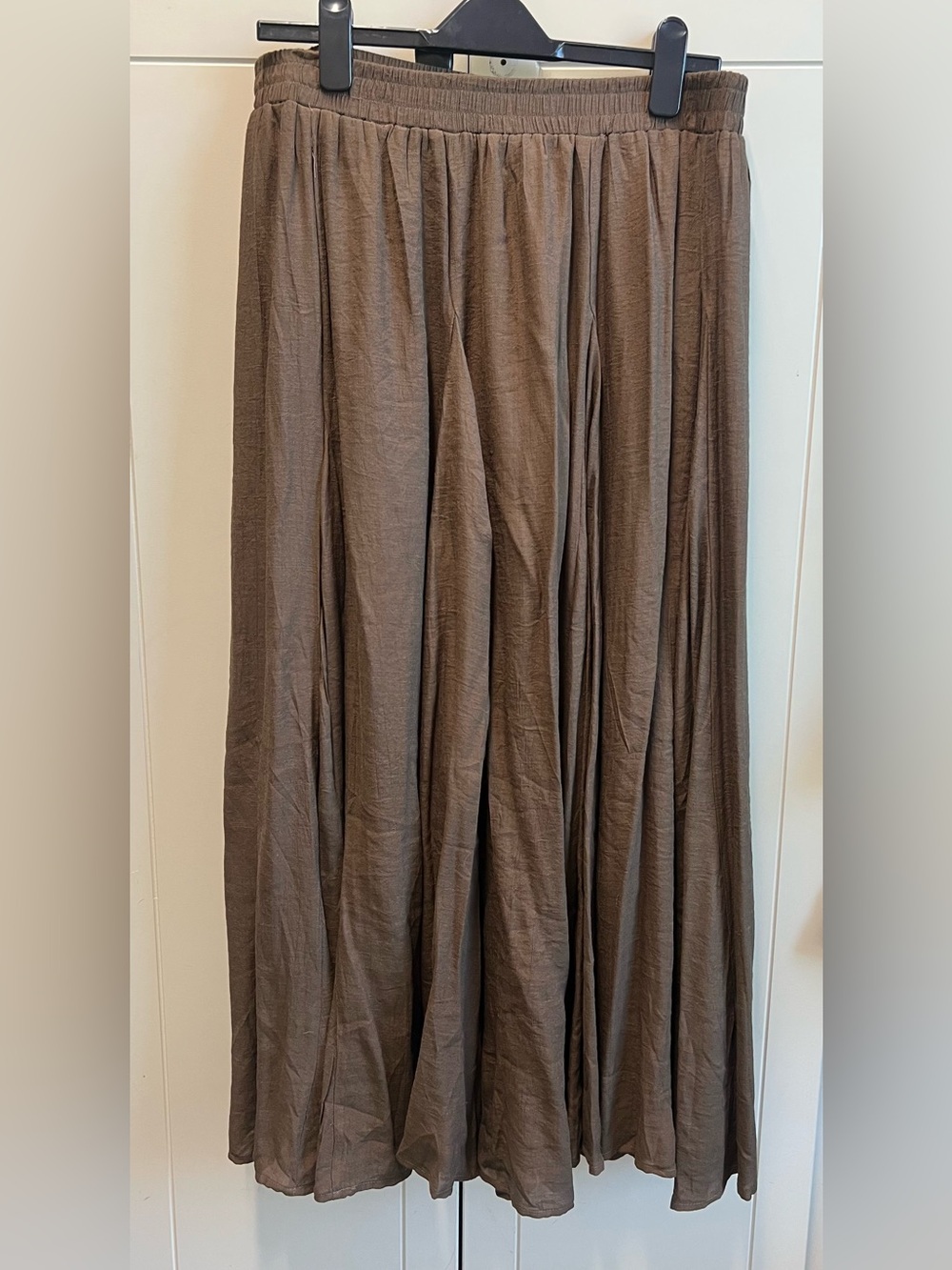 Women's Brown Maxi Skirt with Elastic Waist